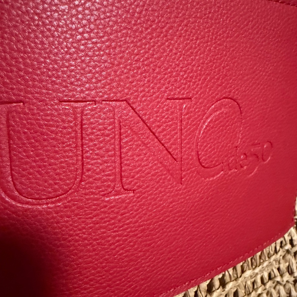 UNO‎ de 50 Straw Tote Bag Red Trim - Picture 5 of 10